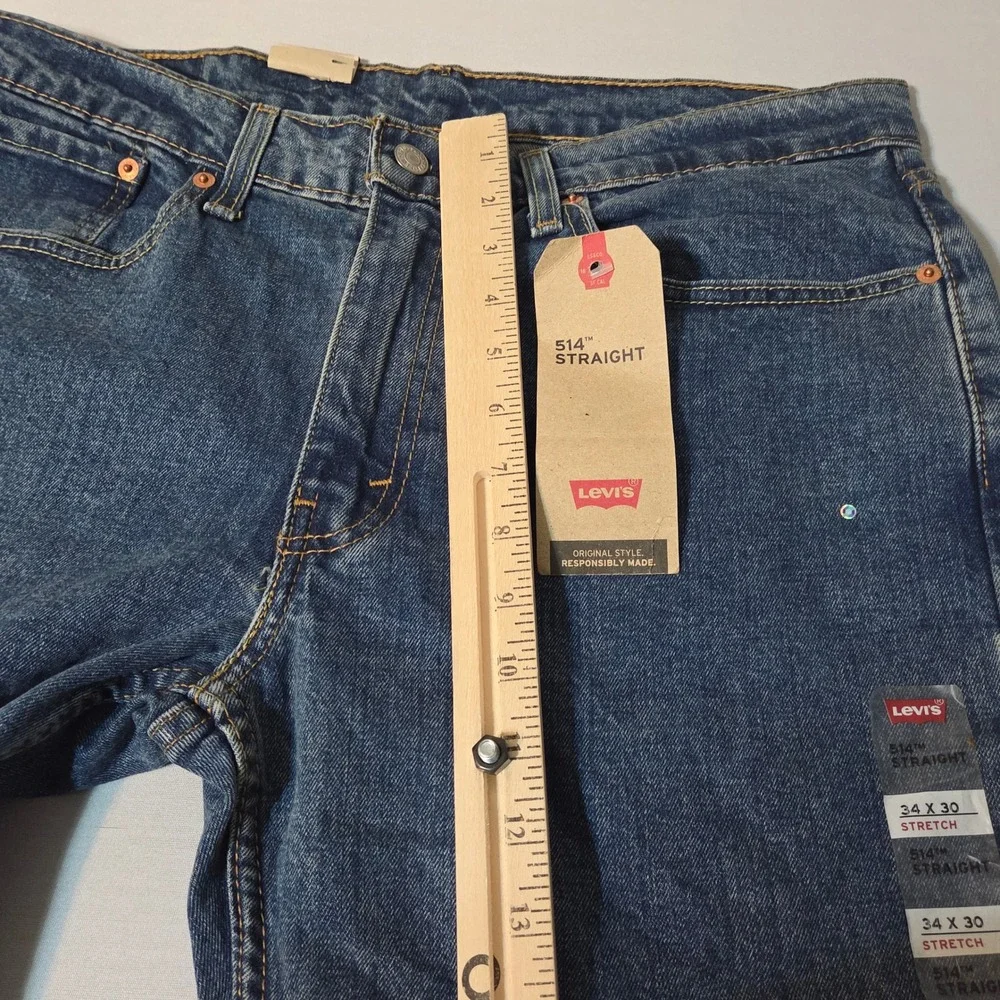 NEWLevi's 514 Straight Fit Jeans Men 34x30 Blue Stretch Denim $69 MSRP